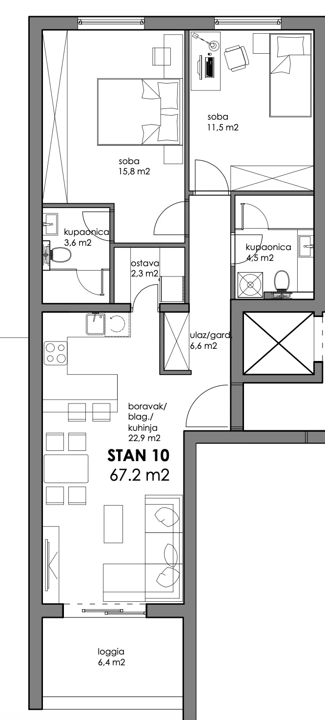 zagreb, trnava, trosoban stan u vrhunskoj novogradnji, nkp 72 m2 - slika 13
