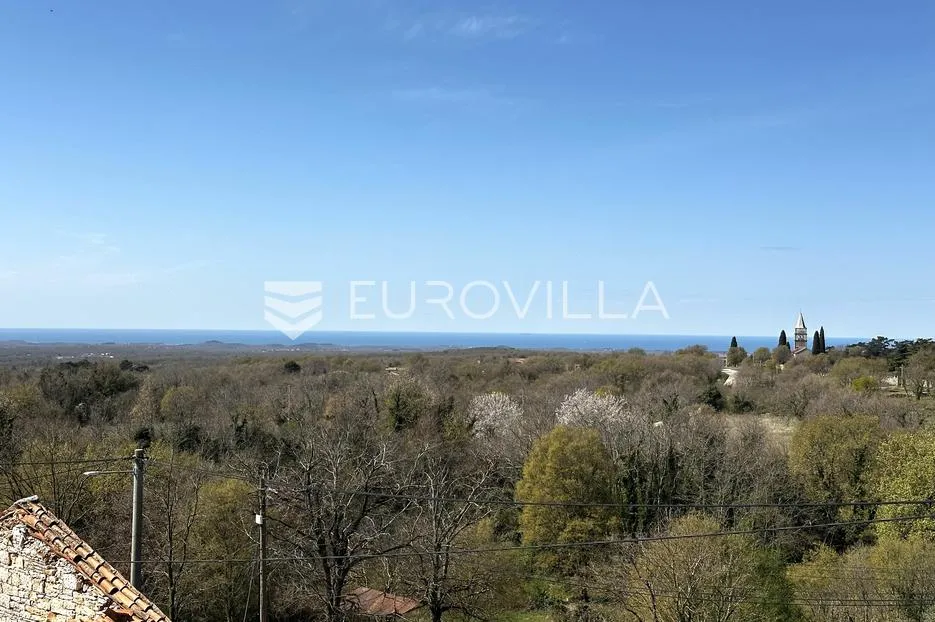 istra, višnjan, okolica, kamena kuća s pogledom na more i velikim zemljištem - slika 3