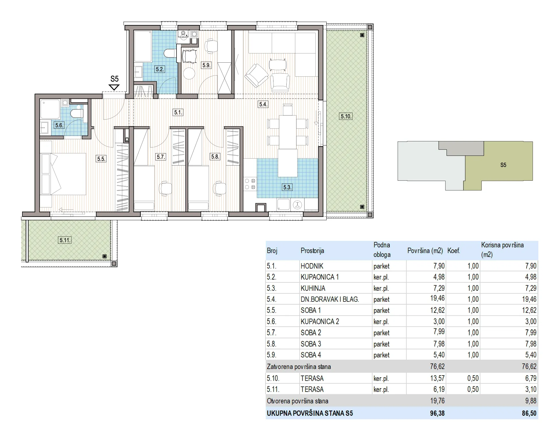 sesvete, kobiljak, luksuzna novogradnja, peterosoban stan 87 m² - slika 4