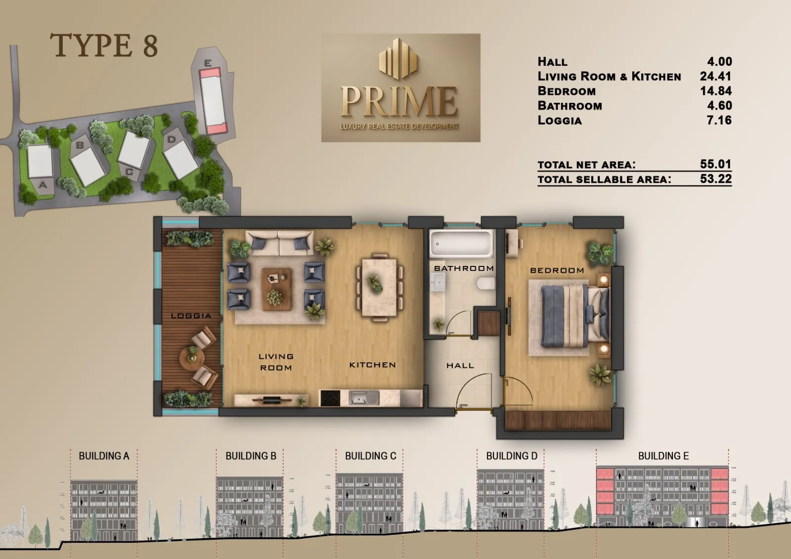 trogir, seget donji, jednosoban stan na 3. katu neto korisne površine 53,22 m², e13 - slika 12
