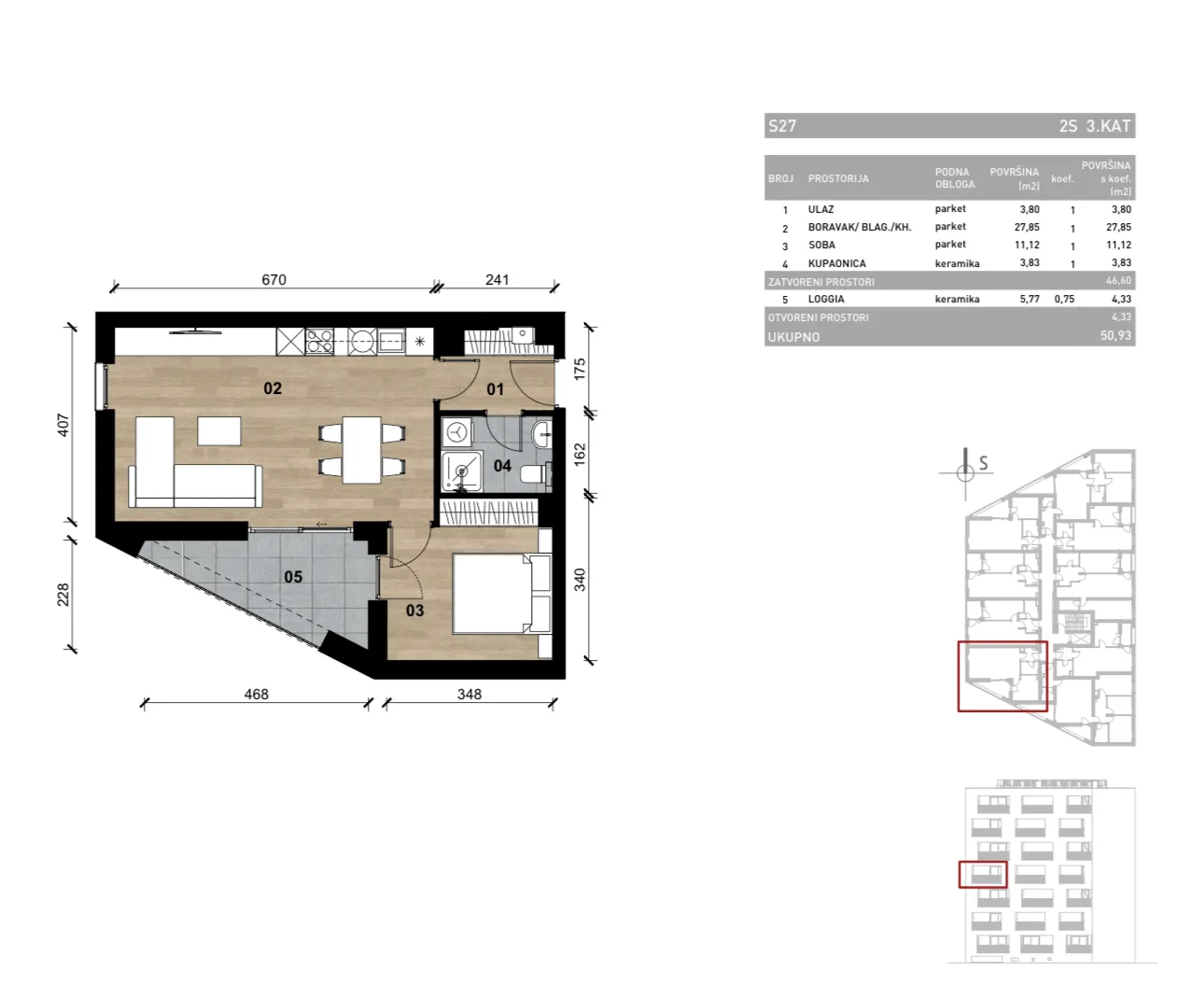 zagreb, vrapče, novogradnja, dvosoban stan na trećem katu s loggiom, 50,93 m² - slika 4