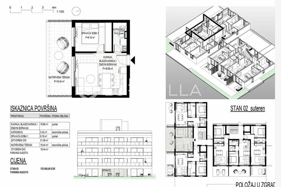trogir, okrug gornji – apartman s2 u izgradnji neto korisne površine 39,60 m2 - slika 14