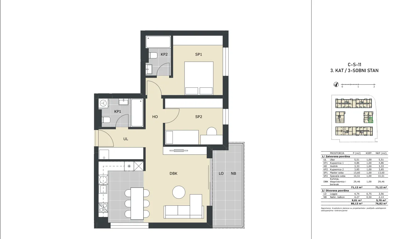 velika gorica, trosoban stan neto površine 76,82 m² novogradnja - slika 5