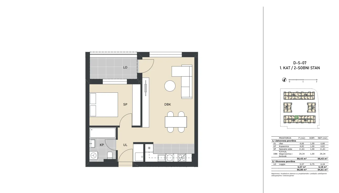 velika gorica, dvosoban stan neto površine 54,61 m² novogradnja - slika 5