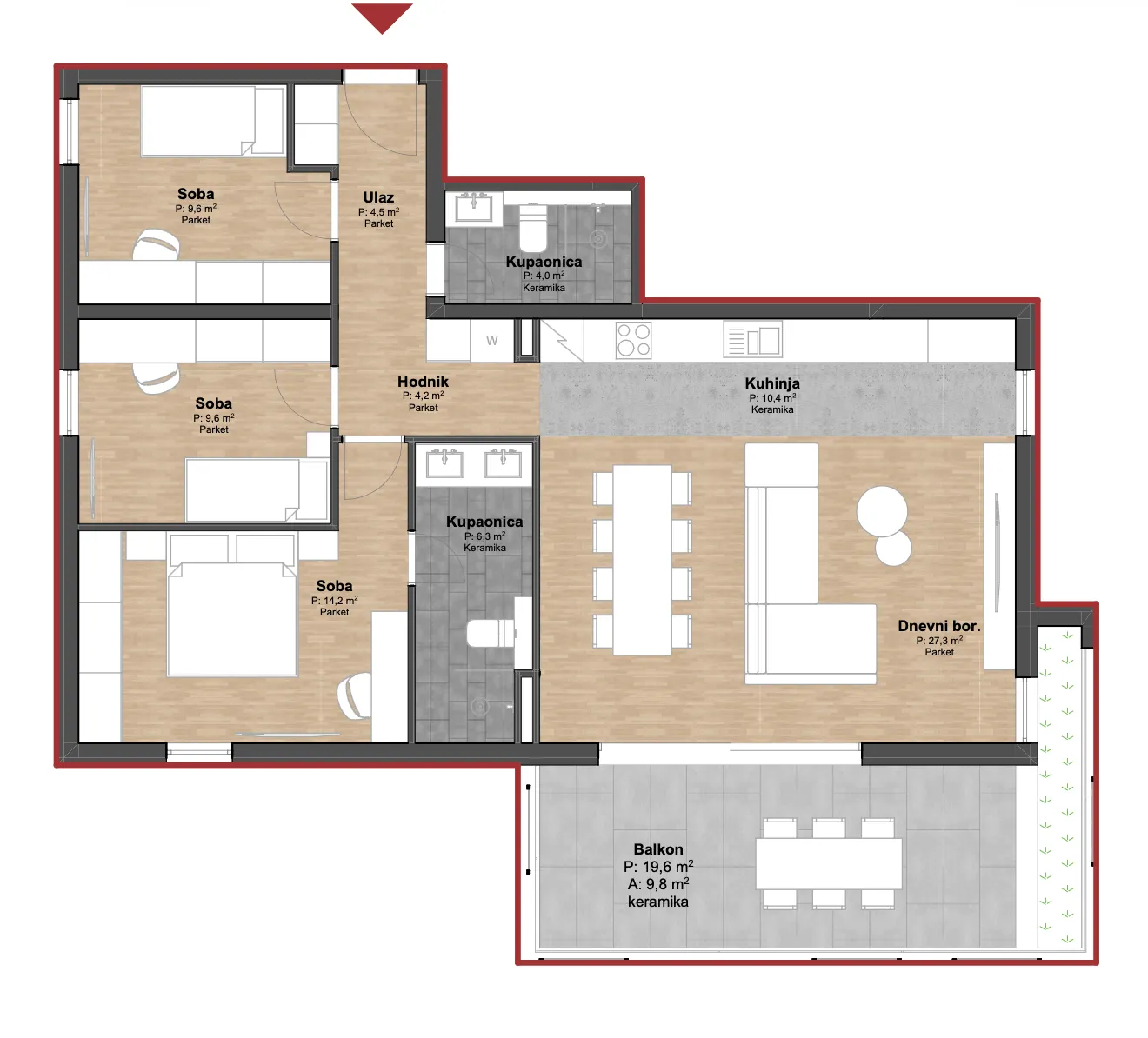 split, podstrana | trosoban penthouse s predivnim pogledom i dva garažna mjesta - slika 5