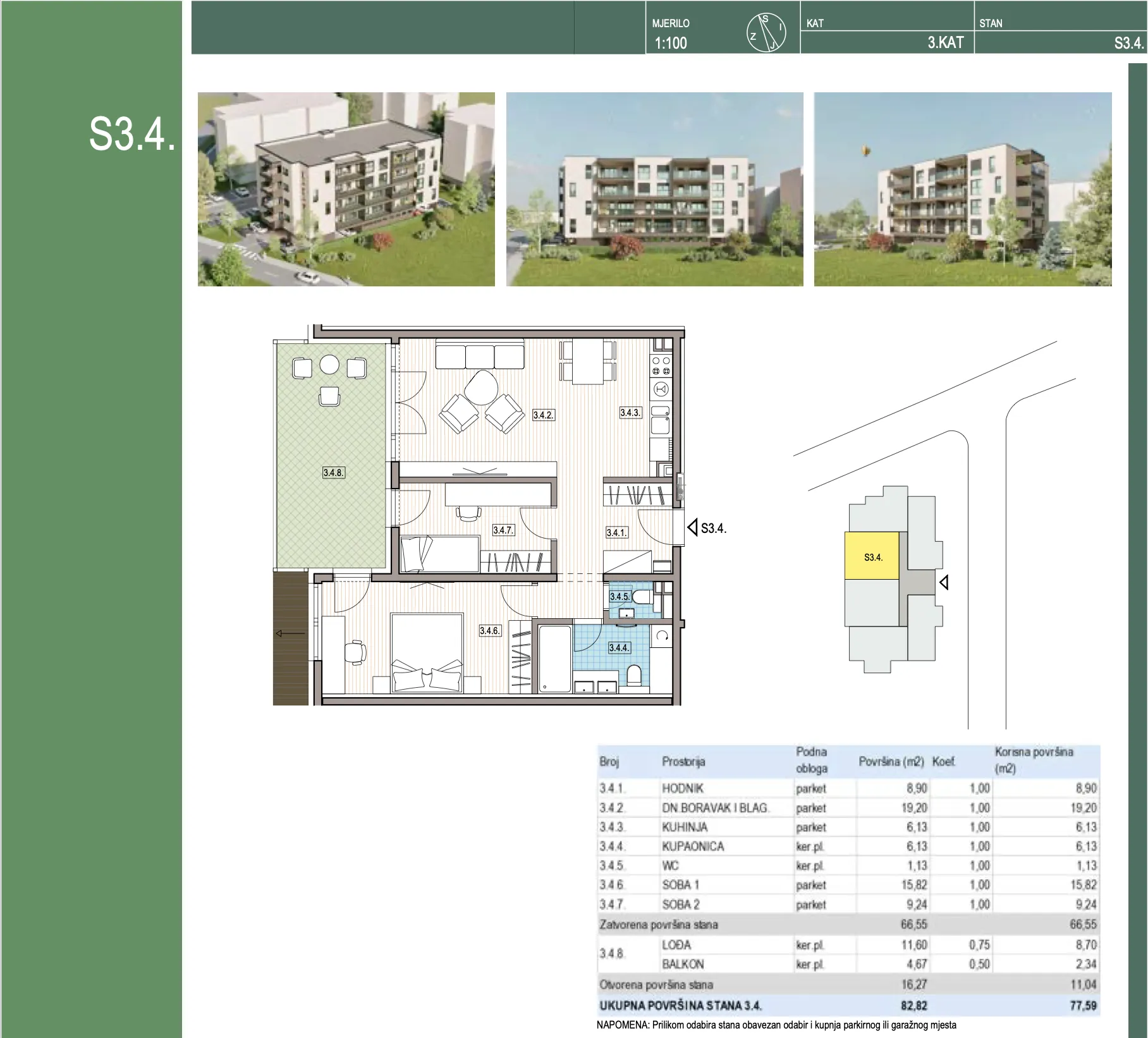 krapinske toplice, trosoban stan 77 m² na 3. katu novogradnja - slika 8