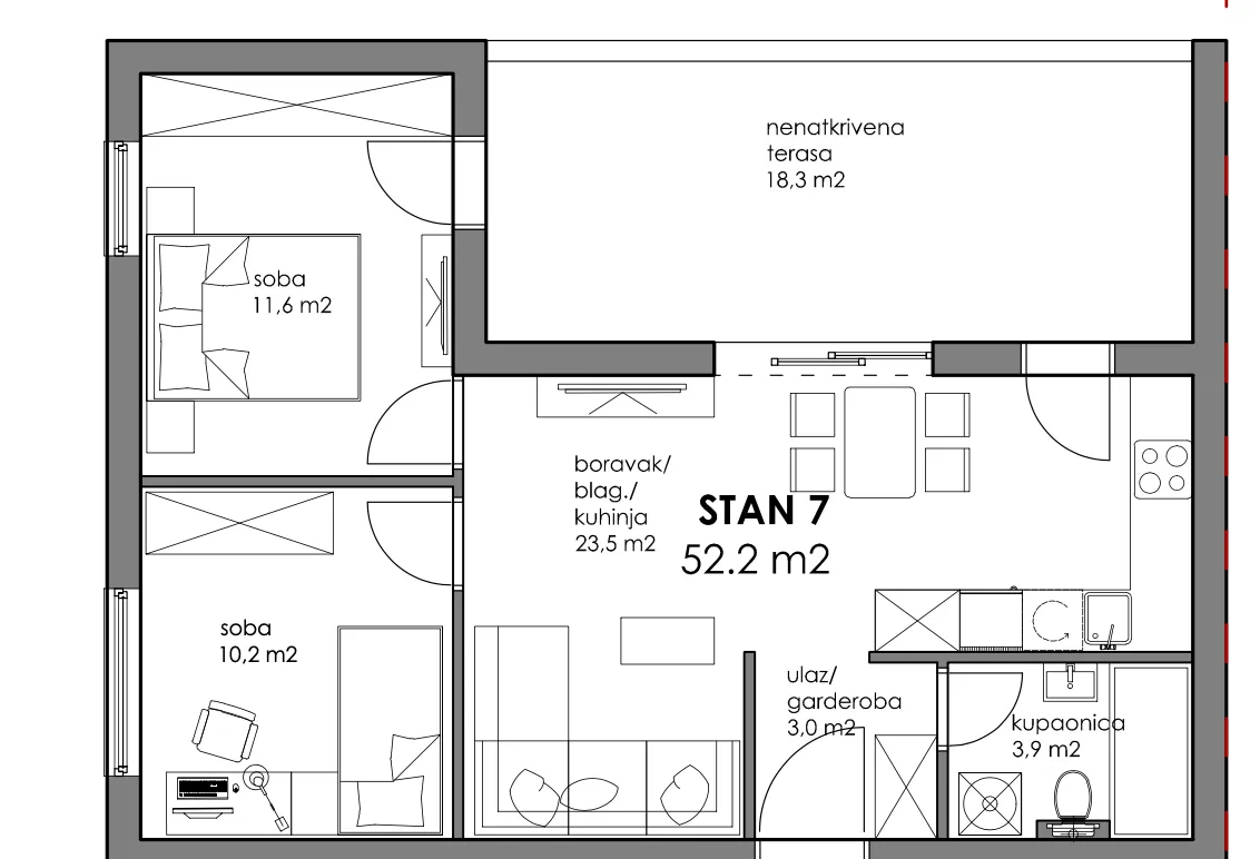 zagreb, trnava, atraktivan trosoban stan 57 m² novogradnja - slika 9