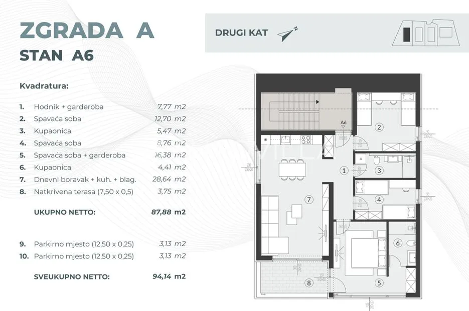 istra, fažana, luksuzni četverosobni stan 94.14 m², 2. kat, 1.2 km od mora, zatvoreni kompleks - slika 12