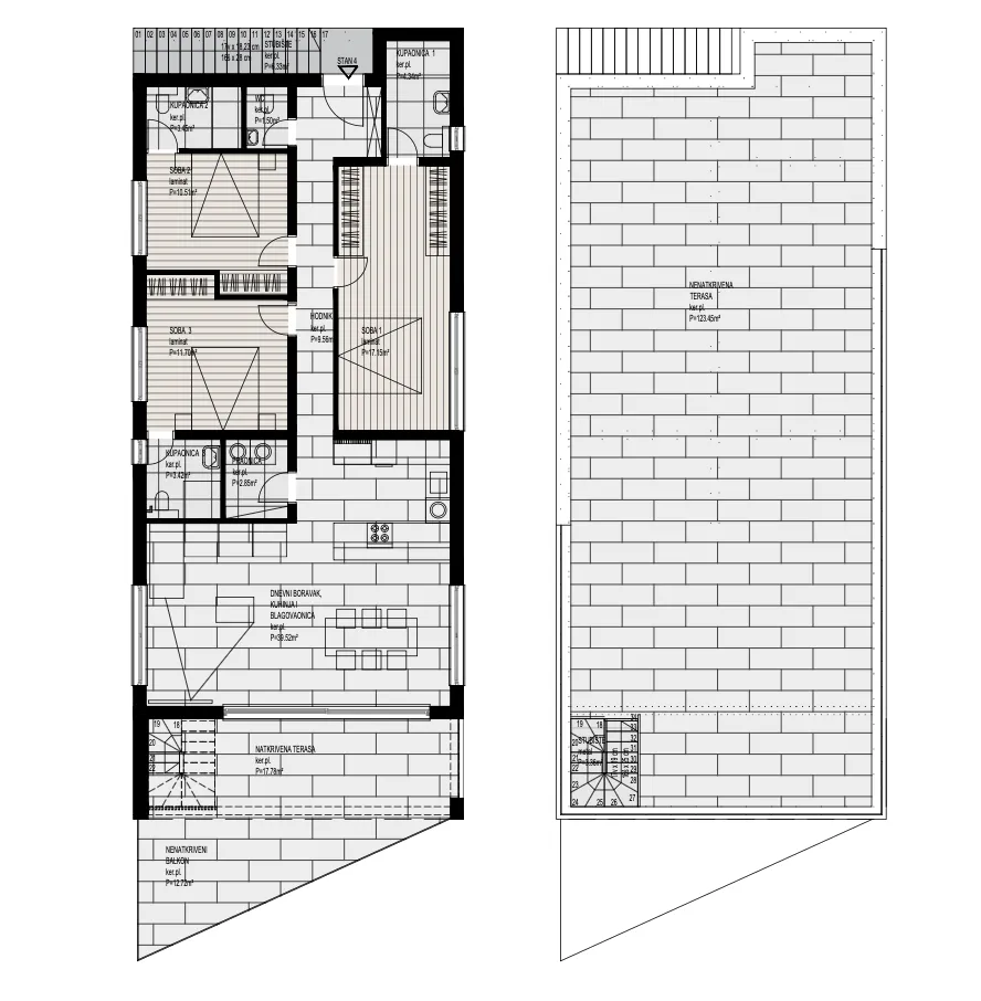 čiovo, okrug gornji, luksuzan trosoban penthouse s krovnom terasom, prvi red do mora - slika 11