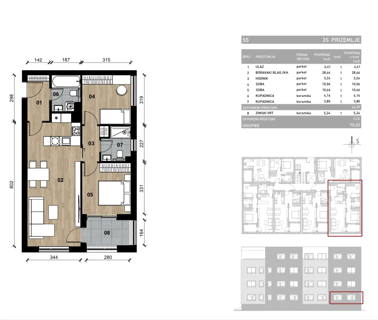 zagreb, dugave, novogradnja, trosoban stan u prizemlju sa zimskim vrtom, 70,03 m² - slika 2