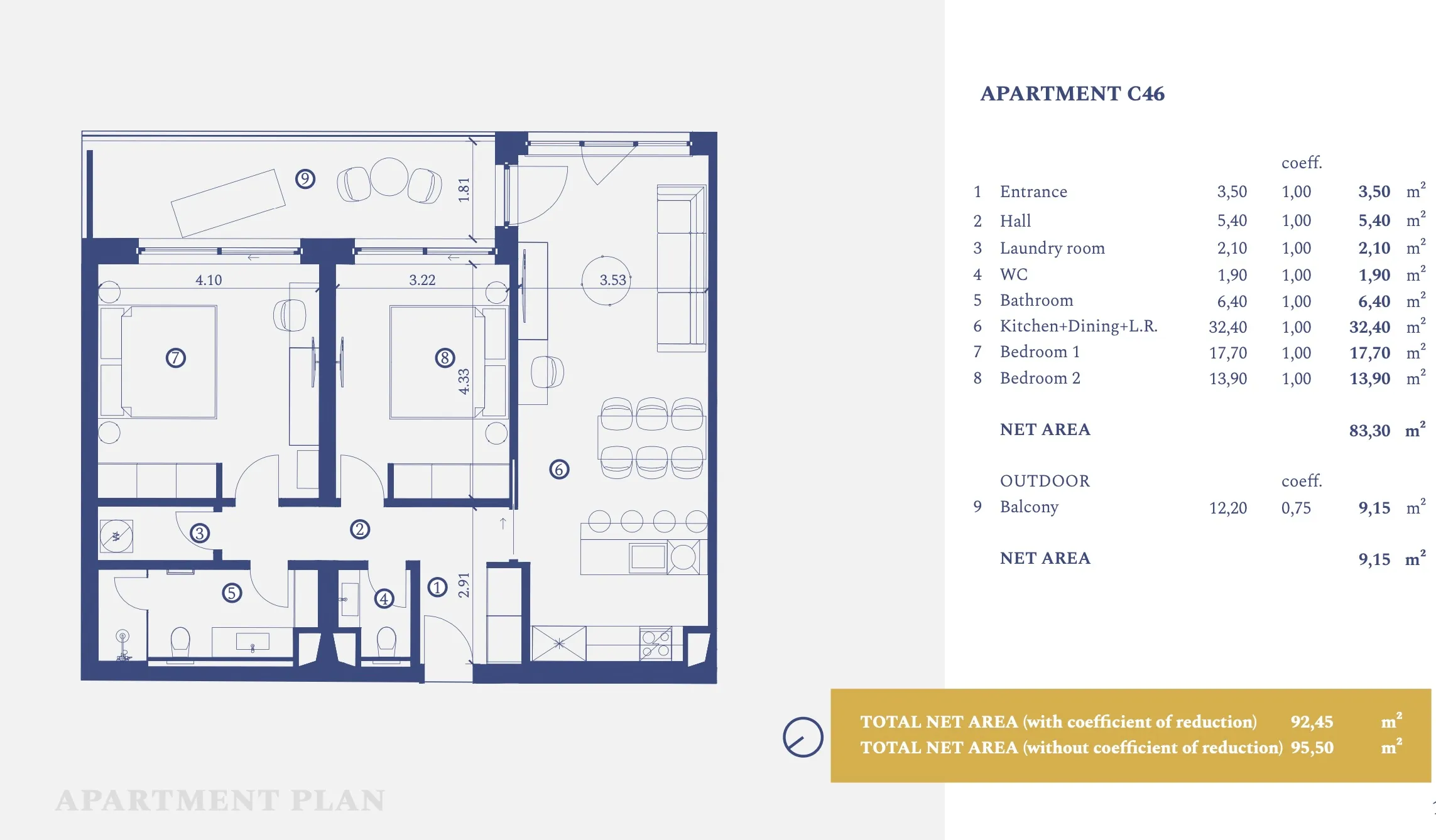 istra, savudrija, petram resort, apartman na drugom katu s dvije spavaće sobe nkp 95,50m2 - slika 18