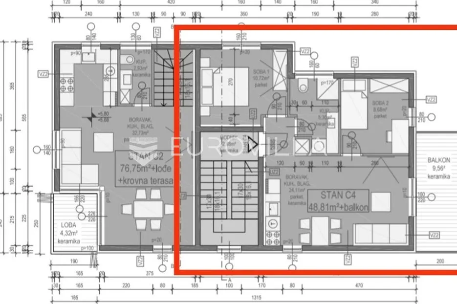 zadar, vir, dvosobni apartman na drugom katu površine 51,2 m² - slika 6