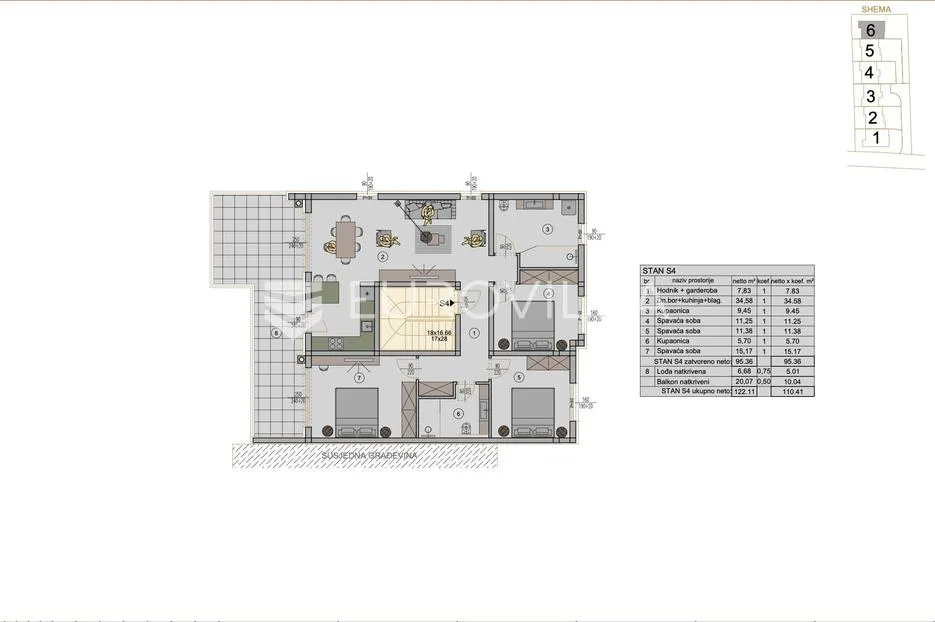 pula, kaštanjer, moderni penthouse u novogradnji, 2. kat, 117.77 m², vrhunska lokacija - slika 6
