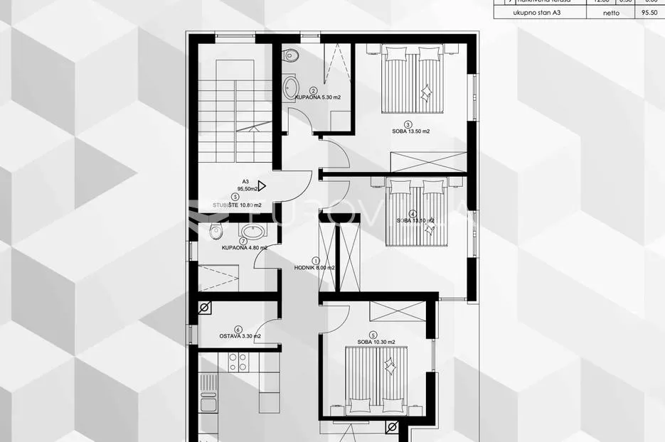 pula, pješčana uvala, četverosobni stan novogradnje 2. kat, 95.50 m², 450 m od mora - slika 18