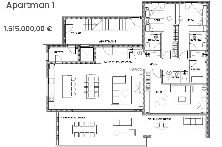 zadar, zaton, luksuzni apartman prvi red do mora - slika 3