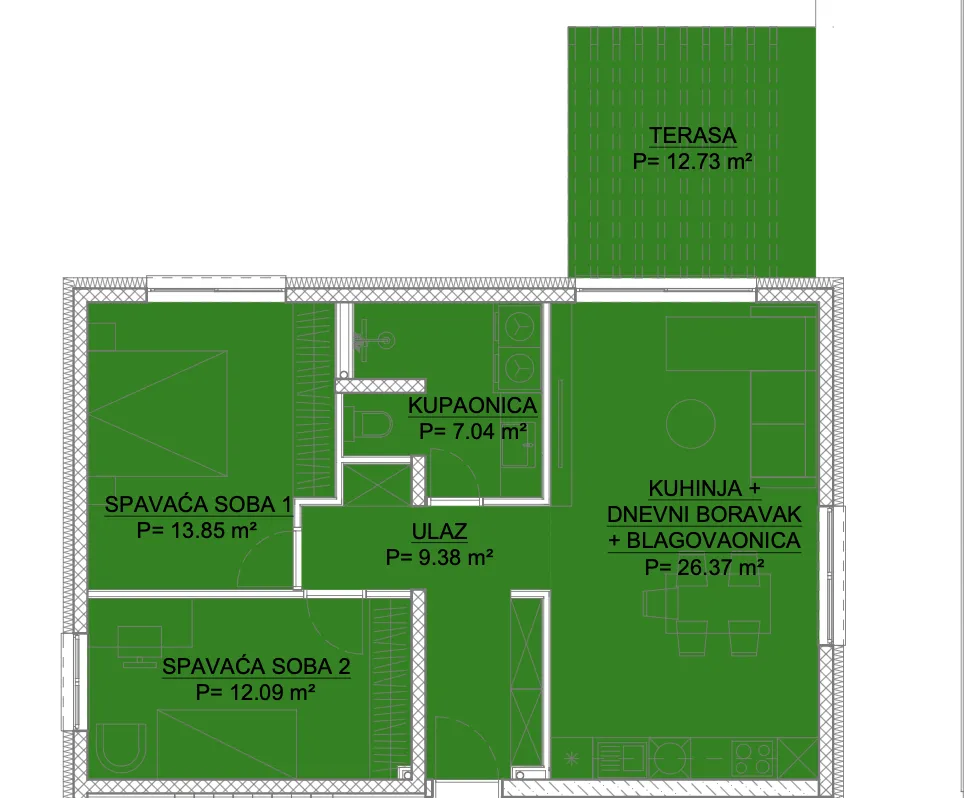 zagreb, gornje vrapče, trosoban stan 100 m², novogradnja - slika 5