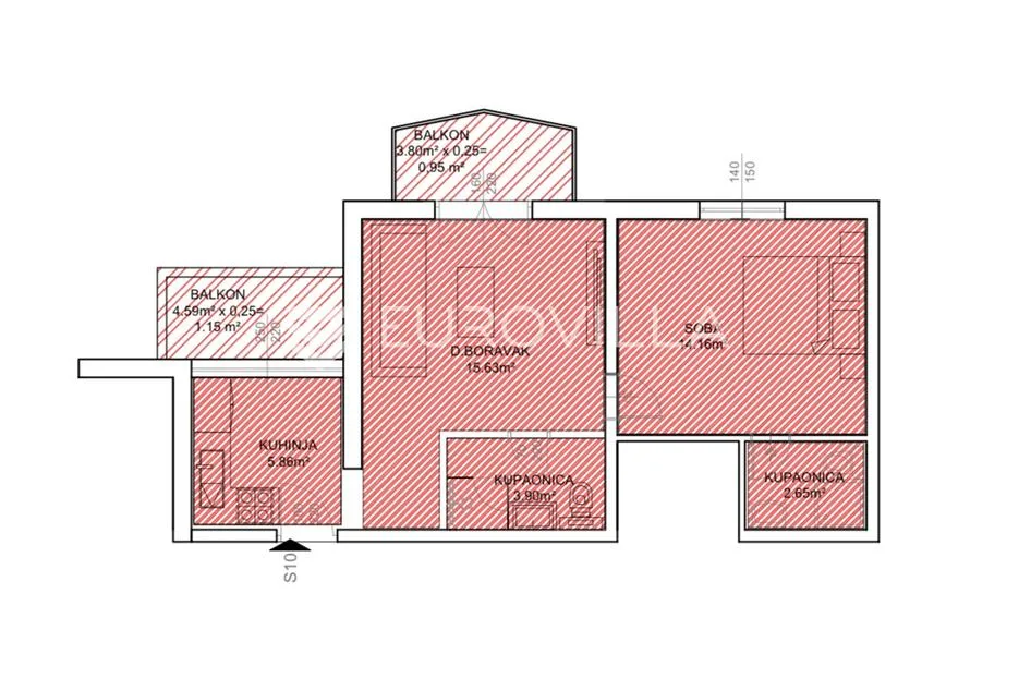 pakoštane, jednosobni apartman s10 na drugom katu površine od 49 m², 250 m od mora - slika 13
