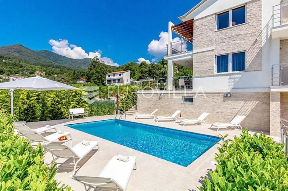 ičići, poljane, elegantna vila s panoramskim pogledom 275 m2, bazen, garaža - slika 3