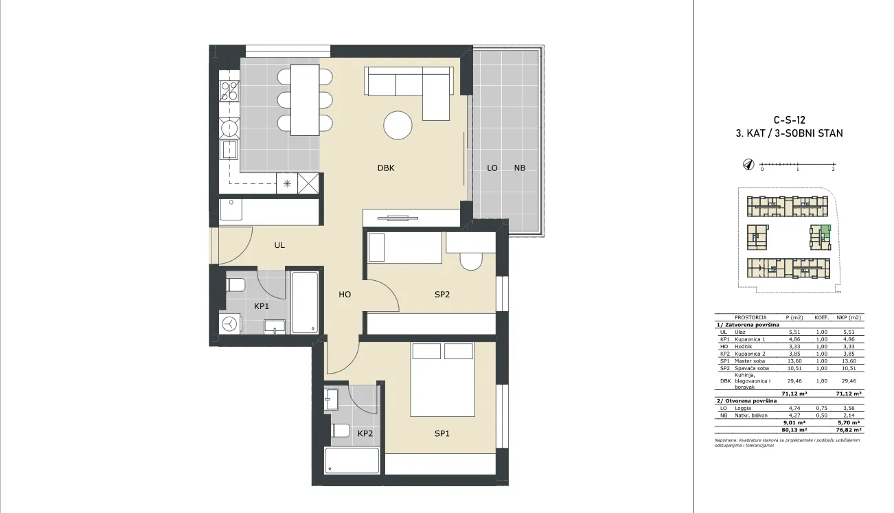 velika gorica, trosoban stan neto površine 76,82 m² novogradnja - slika 5