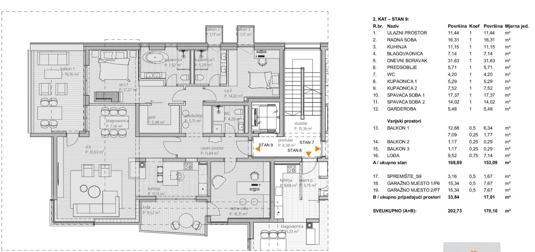 varaždin, centar, namješteni luksuzan stan 170 m² s wellnesom i 2 garažna mjesta - slika 21
