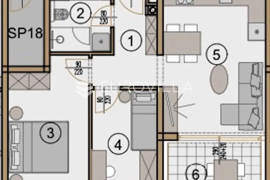 istra, pula, moderna stanogradnja u centru grada, stan na 2. katu 55.33 m² - slika 15
