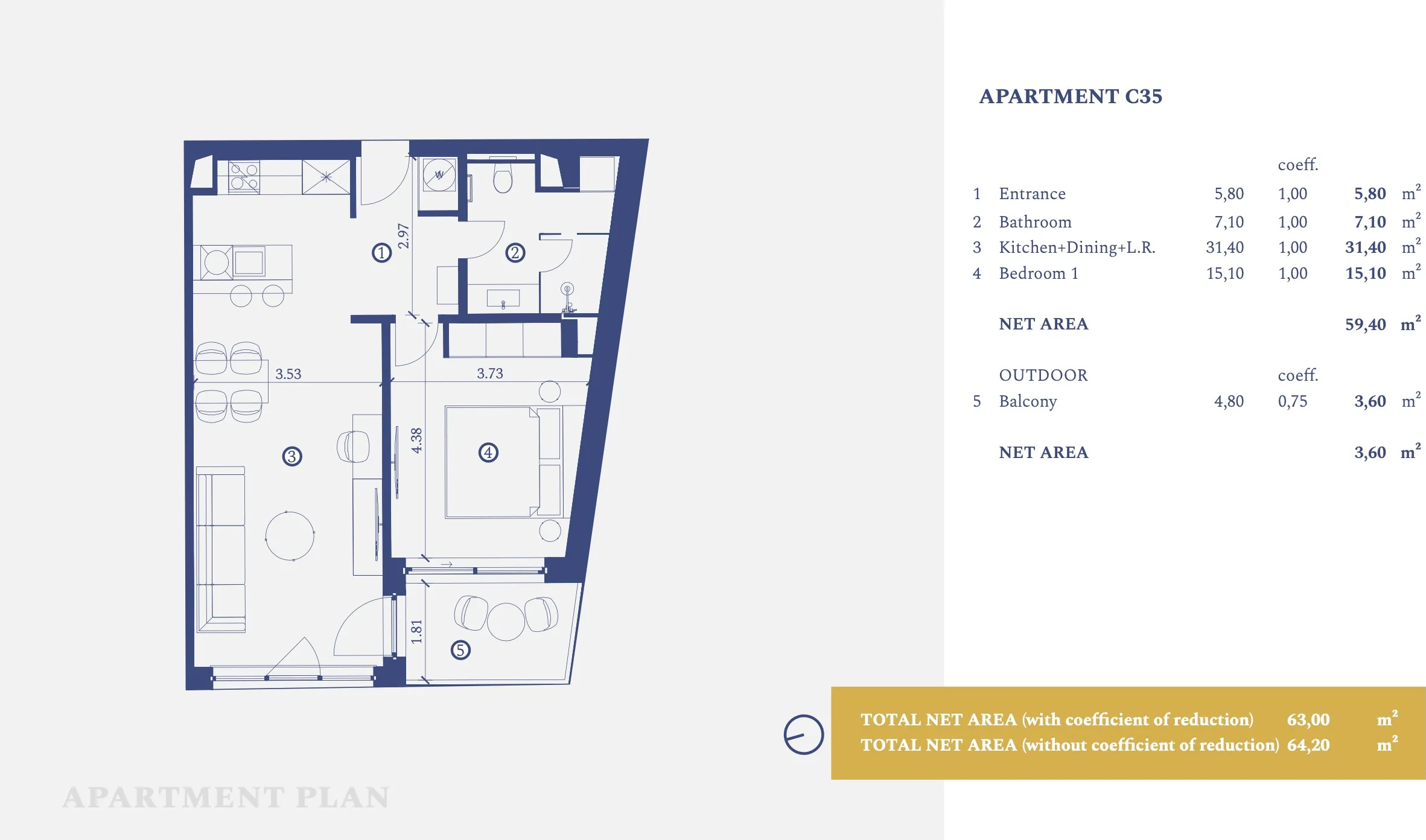 istra, savudrija, petram resort, apartman s jednom spavaćom sobom na 2. katu 64,20 m² - slika 14