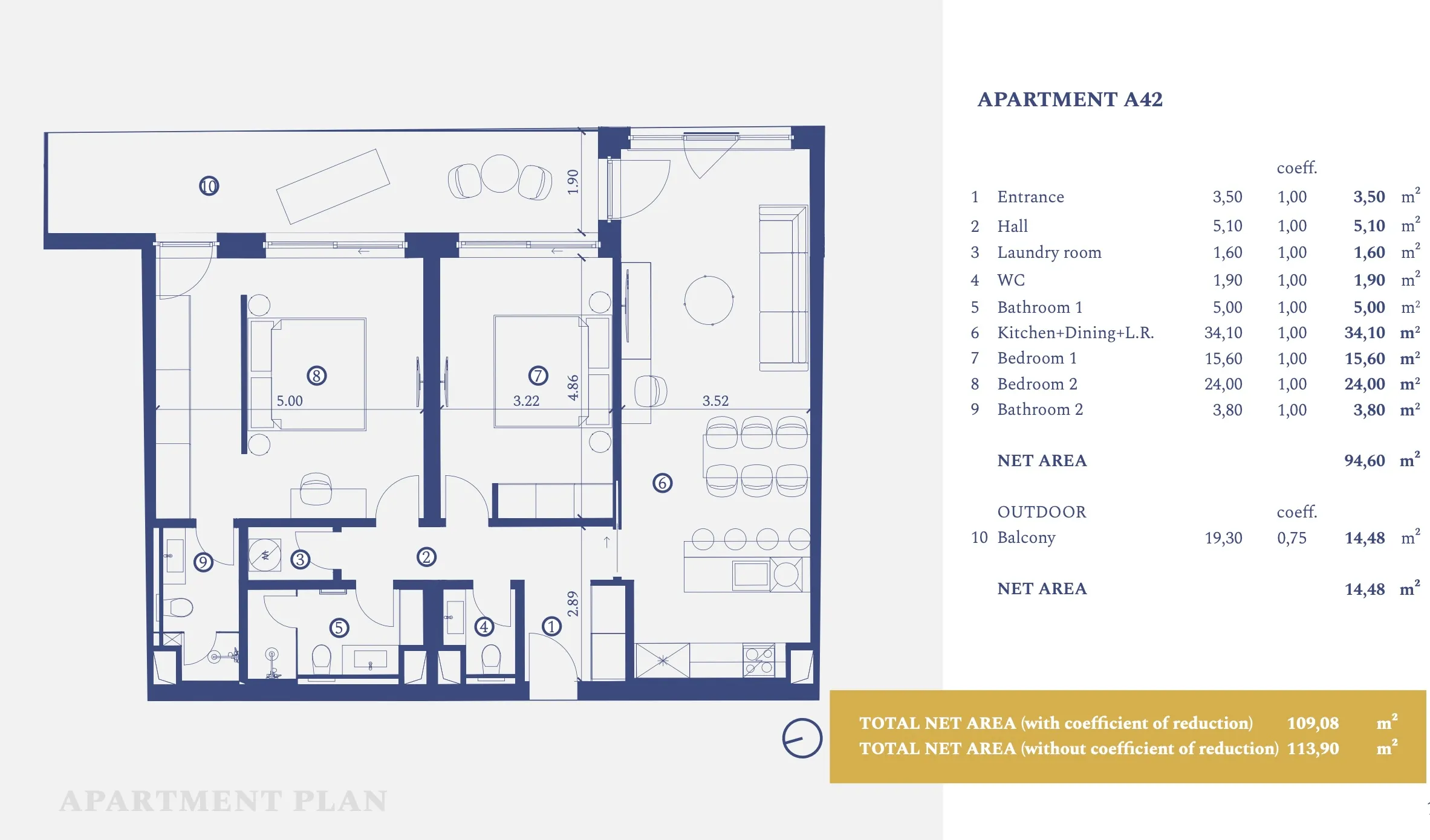 istra, savudrija, petram resort, apartman na trećem katu s dvije spavaće sobe 113,90 m² - slika 18