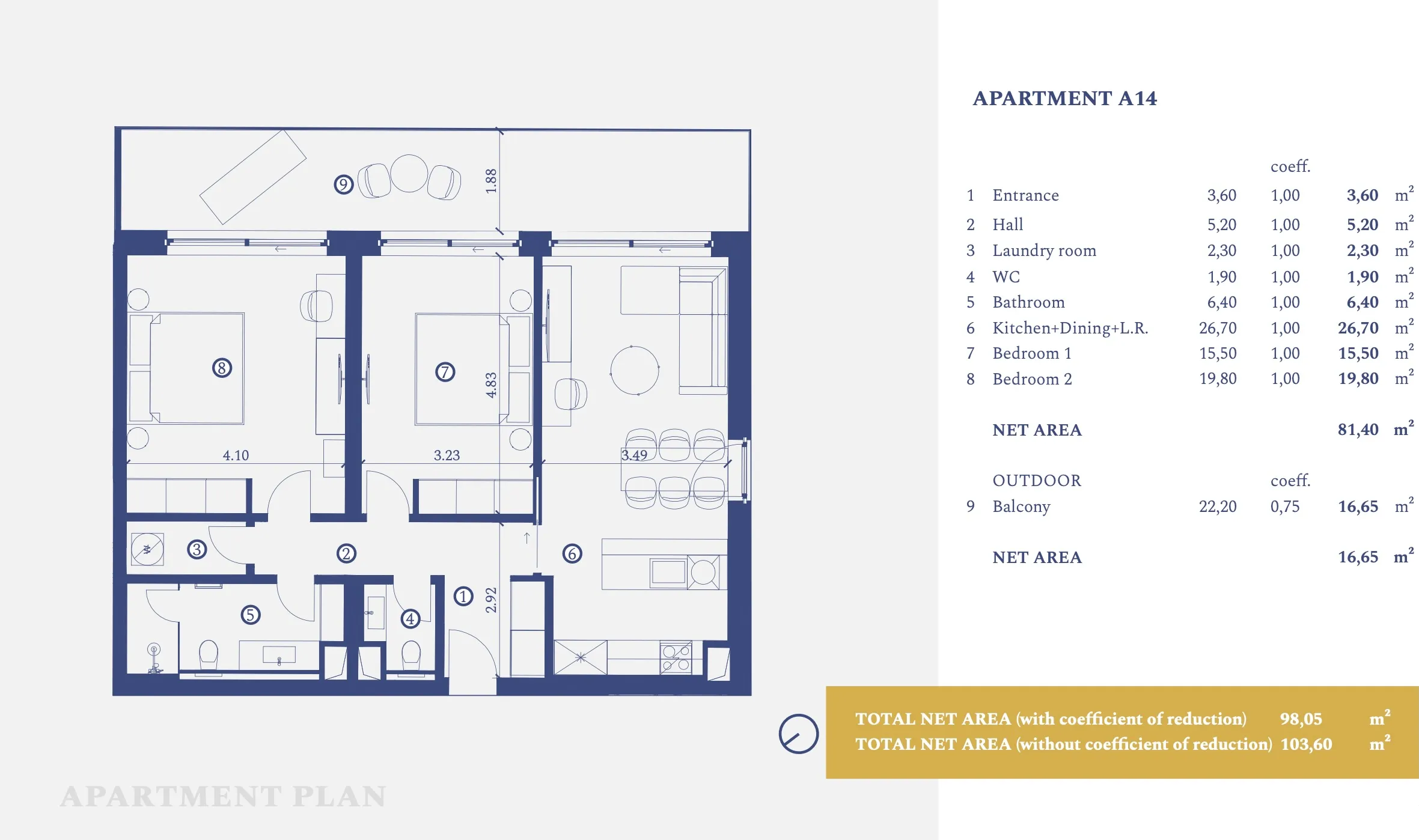 istra, savudrija, petram resort, apartman na prvom katu s dvije spavaće sobe nkp 103,60m2 - slika 21