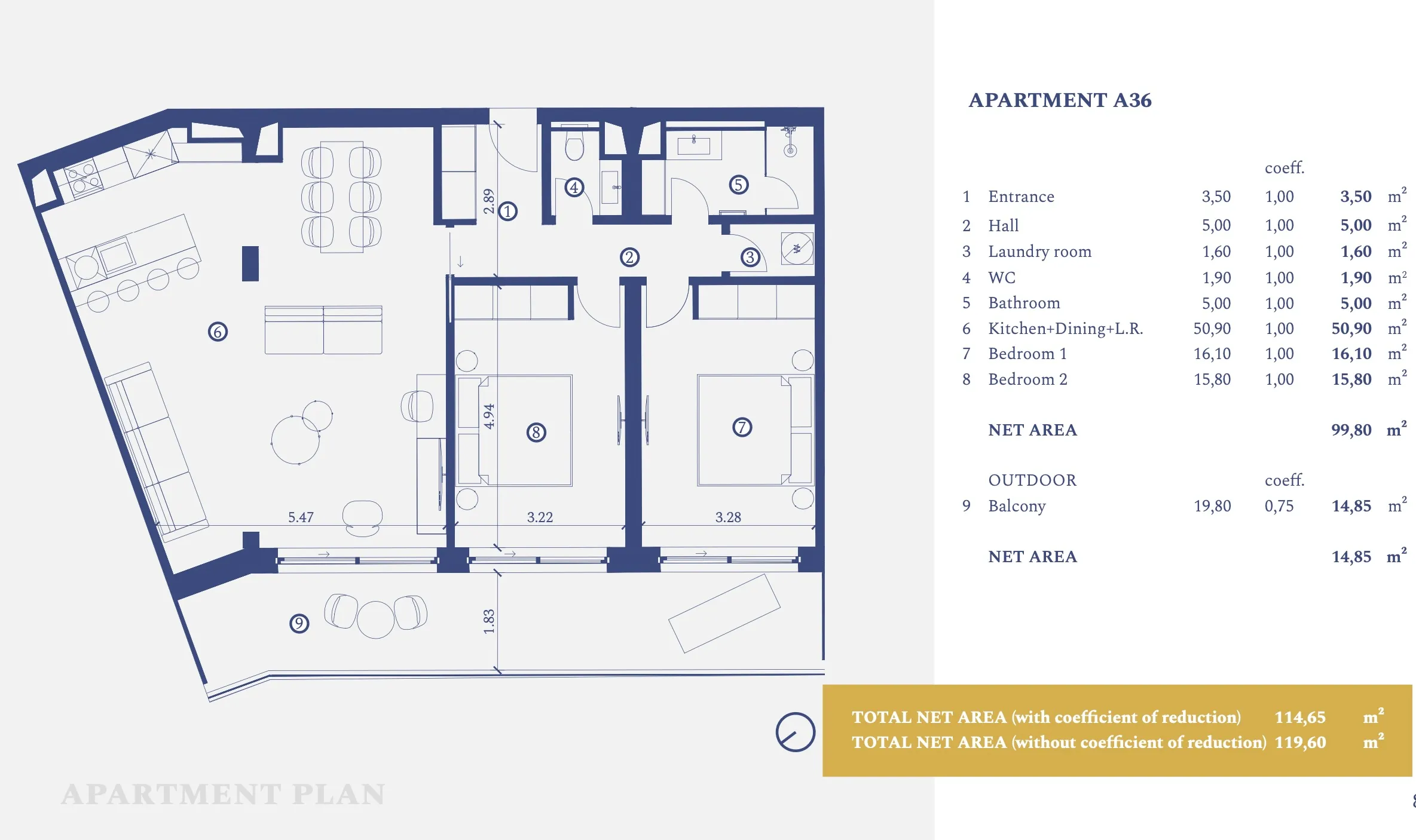 istra, savudrija, petram resort, apartman na drugom katu s dvije spavaće sobe nkp 122 m2 - slika 18