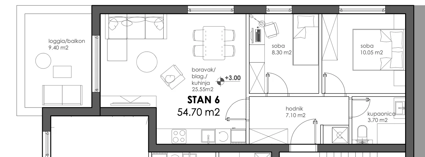 zagreb, trnava, moderan trosoban stan u novogradnji, nkp 62 m2 - slika 13