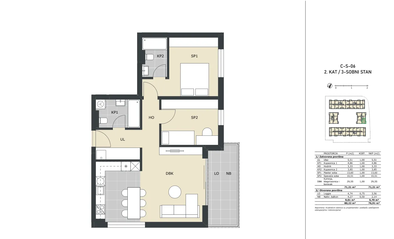 velika gorica, trosoban stan neto površine 76,91 m² novogradnja - slika 5