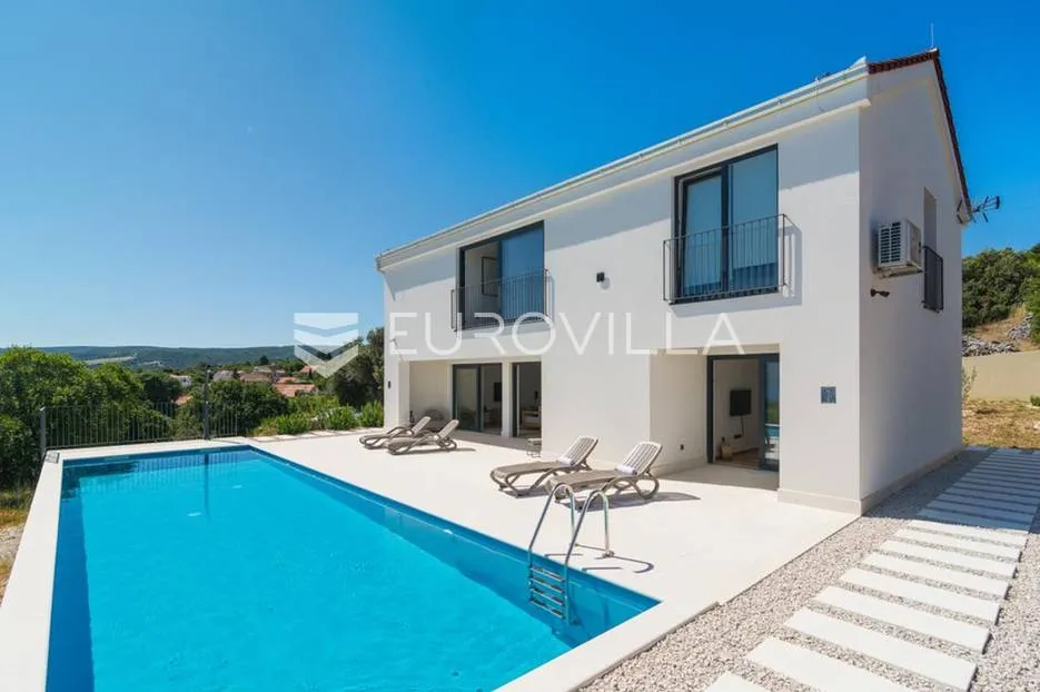 Brač, Škrip, luksuzna villa s bazenom + građevinsko zemljište 1000 m2 s projektom - Škrip, Supetar