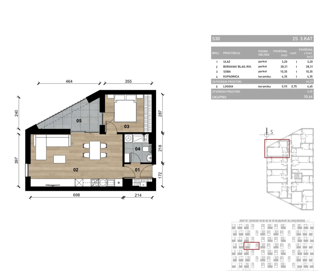 zagreb, vrapče, novogradnja, dvosoban stan na trećem katu s loggiom, 50,66 m² - slika 4