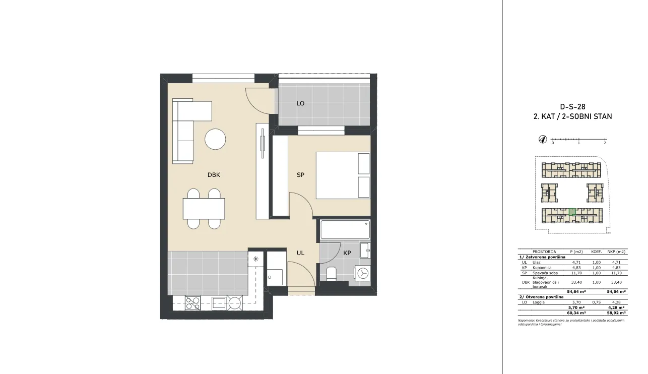 velika gorica, dvosoban stan neto površine 58,92 m² novogradnja - slika 5