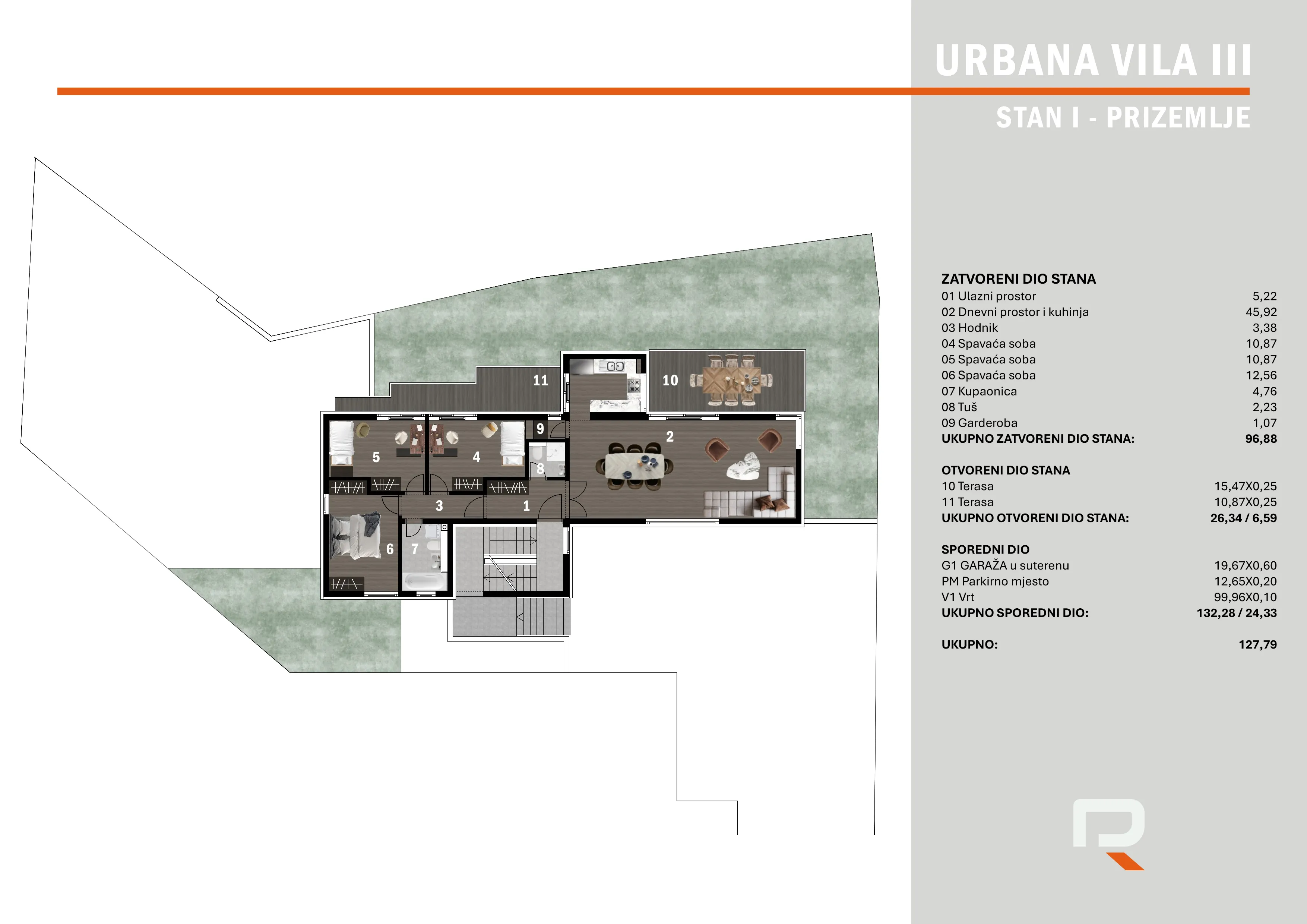 zagreb, projekt perjavica view četverosoban stan s vrtom i 2 parkirna mjesta 127,79 m², novogradnja - slika 9