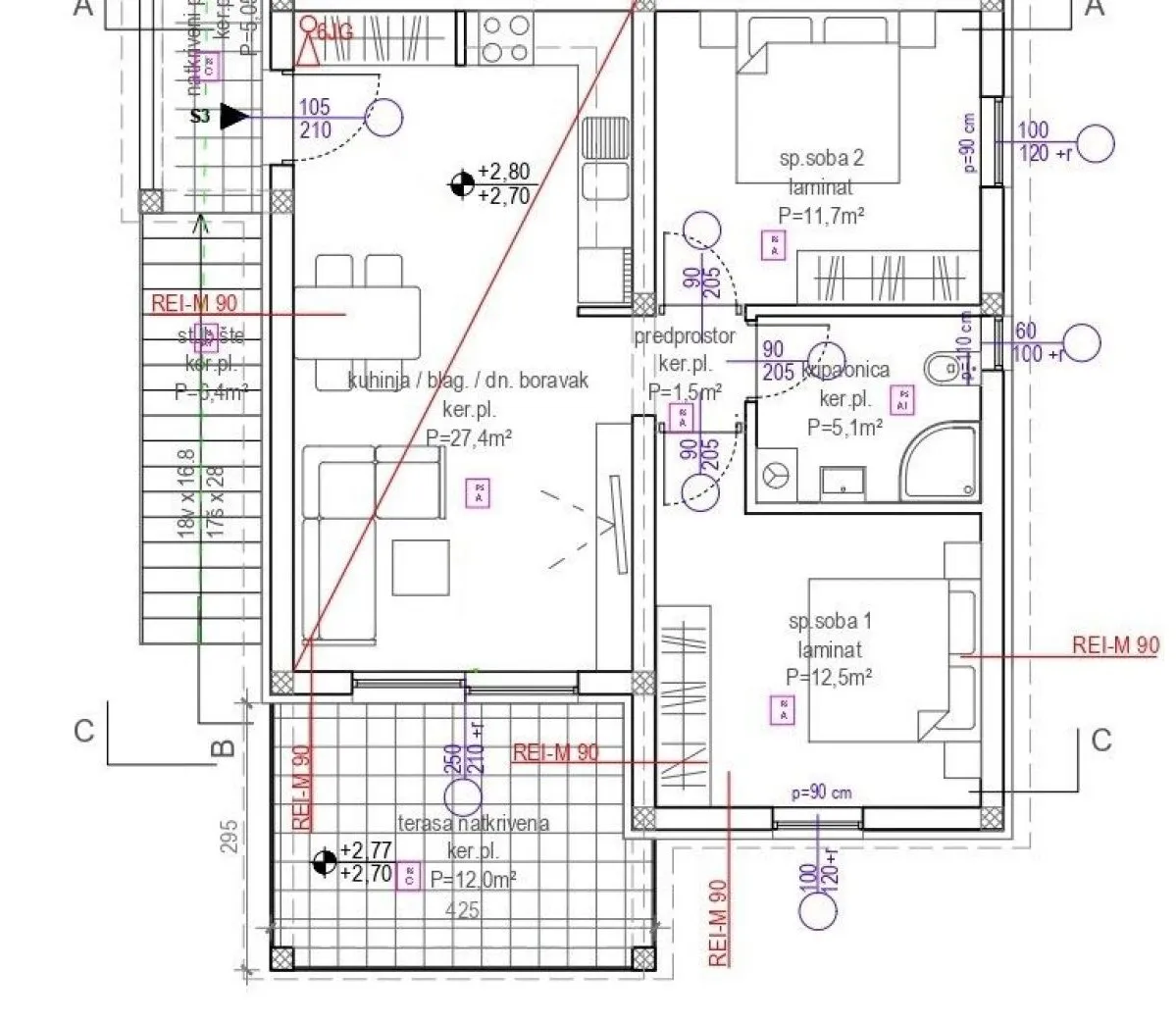 vir, elegantan trosoban apartman u centru vira, 600 m od plaže - slika 27