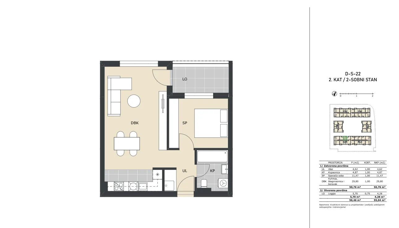 velika gorica, dvosoban stan neto površine 55,04 m² novogradnja - slika 5