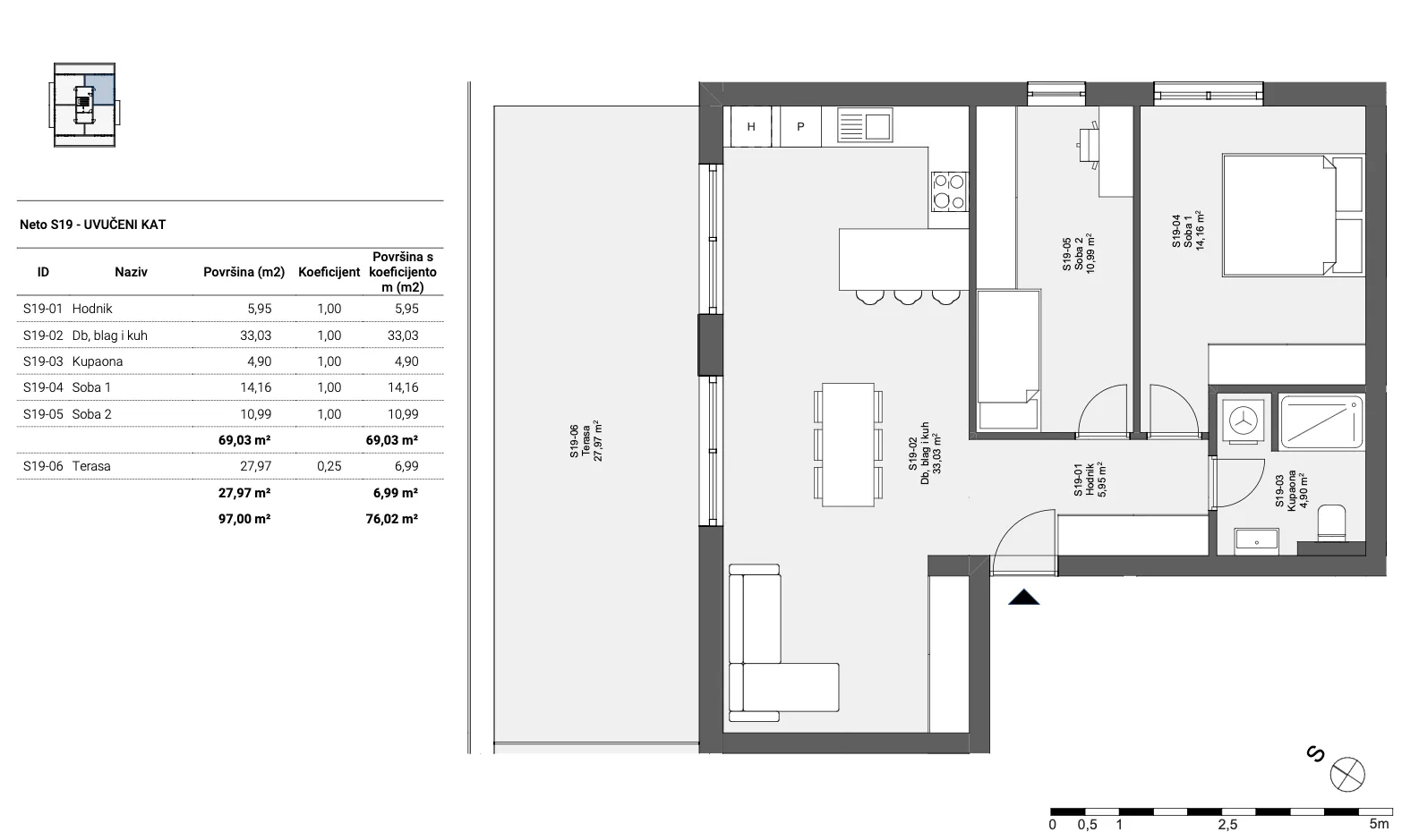 sesvete, popovec, trosobni penthouse, 76 m2 nkp, novogradnja - slika 6