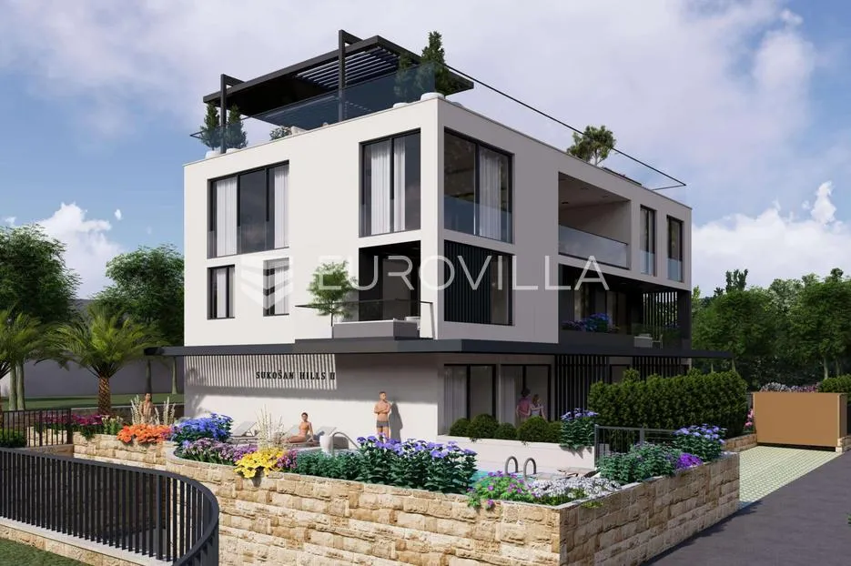 zadar, sukošan, penthouse s krovnom terasom, prvi red uz more, 132,32 m² - slika 5
