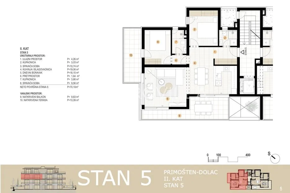 primošten, novogradnja, stan s pogledom na more, drugi red do mora, 84,74 m² - slika 12