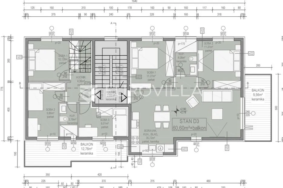 zadar, vir, dvosobni apartman na prvom katu od 65,40 m² - slika 9