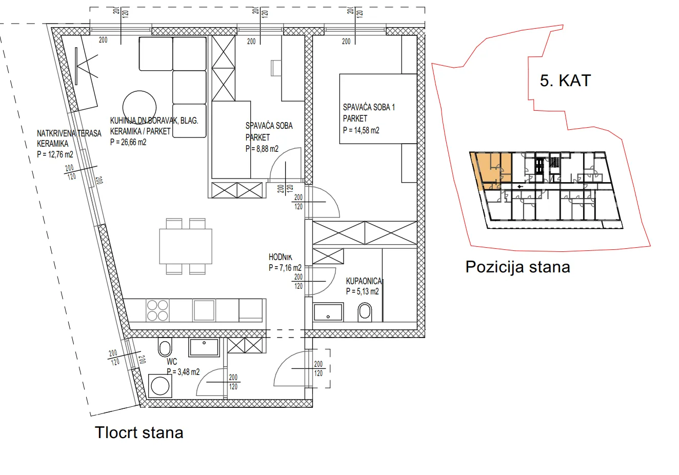 zadar, vruljica, luksuzni dvosoban stan s terasom, novogradnja, 72,27 m² - slika 11