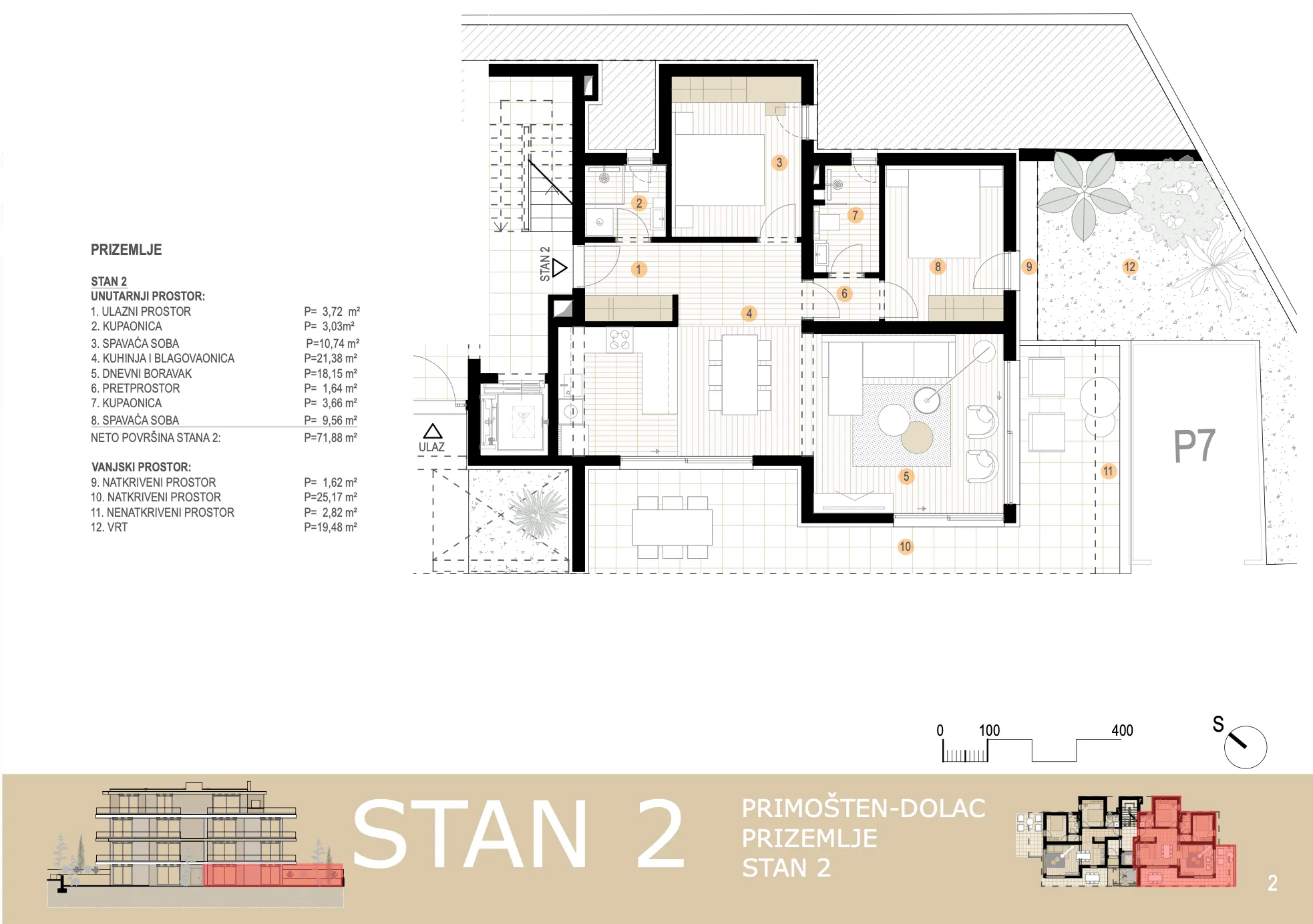 primošten, novogradnja, stan s vrtom, drugi red do mora, 90,97 m² - slika 13