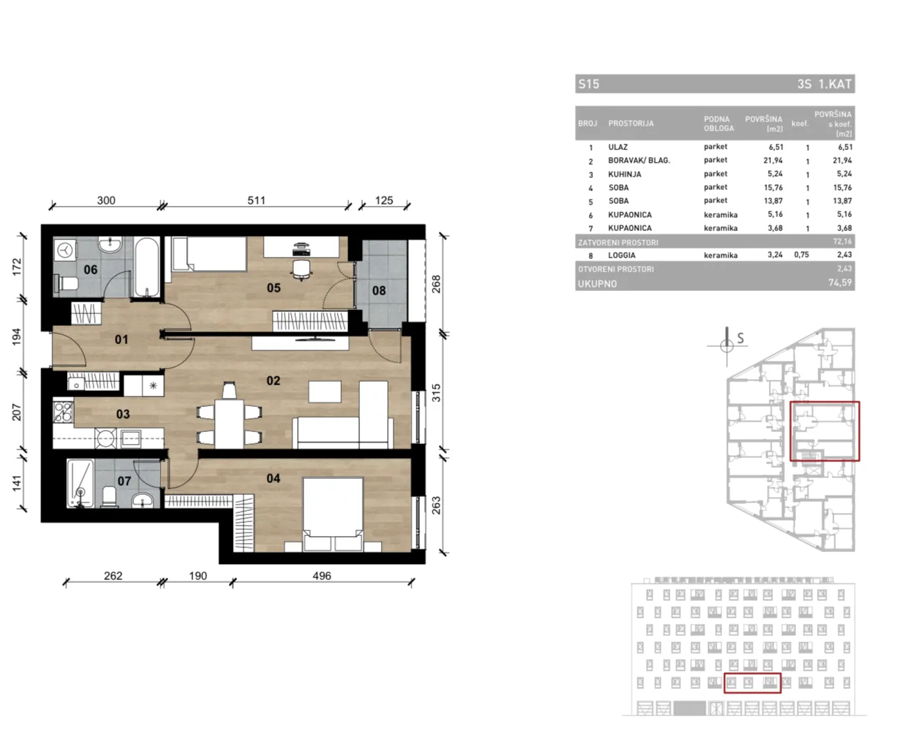 zagreb, vrapče, novogradnja, trosoban stan na prvom katu s loggiom, 75 m² - slika 4