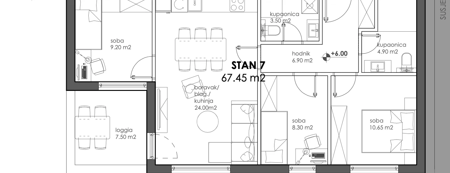 zagreb, trnava, moderan četverosoban stan u novogradnji, nkp 73 m2 - slika 13