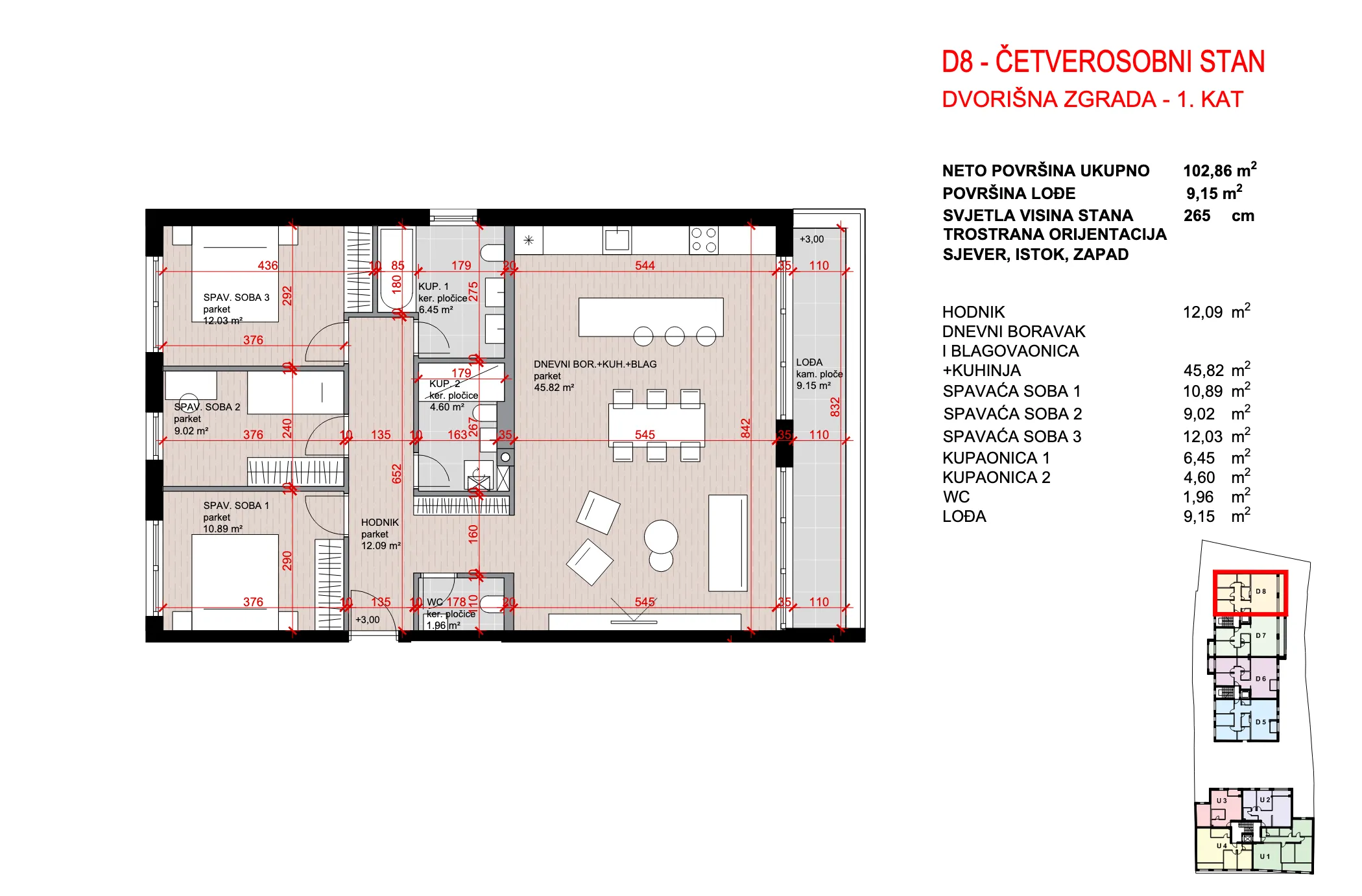 zagreb, maksimir, kvatrić, četverosoban stan 102,86 m², novogradnja, garaža - slika 9