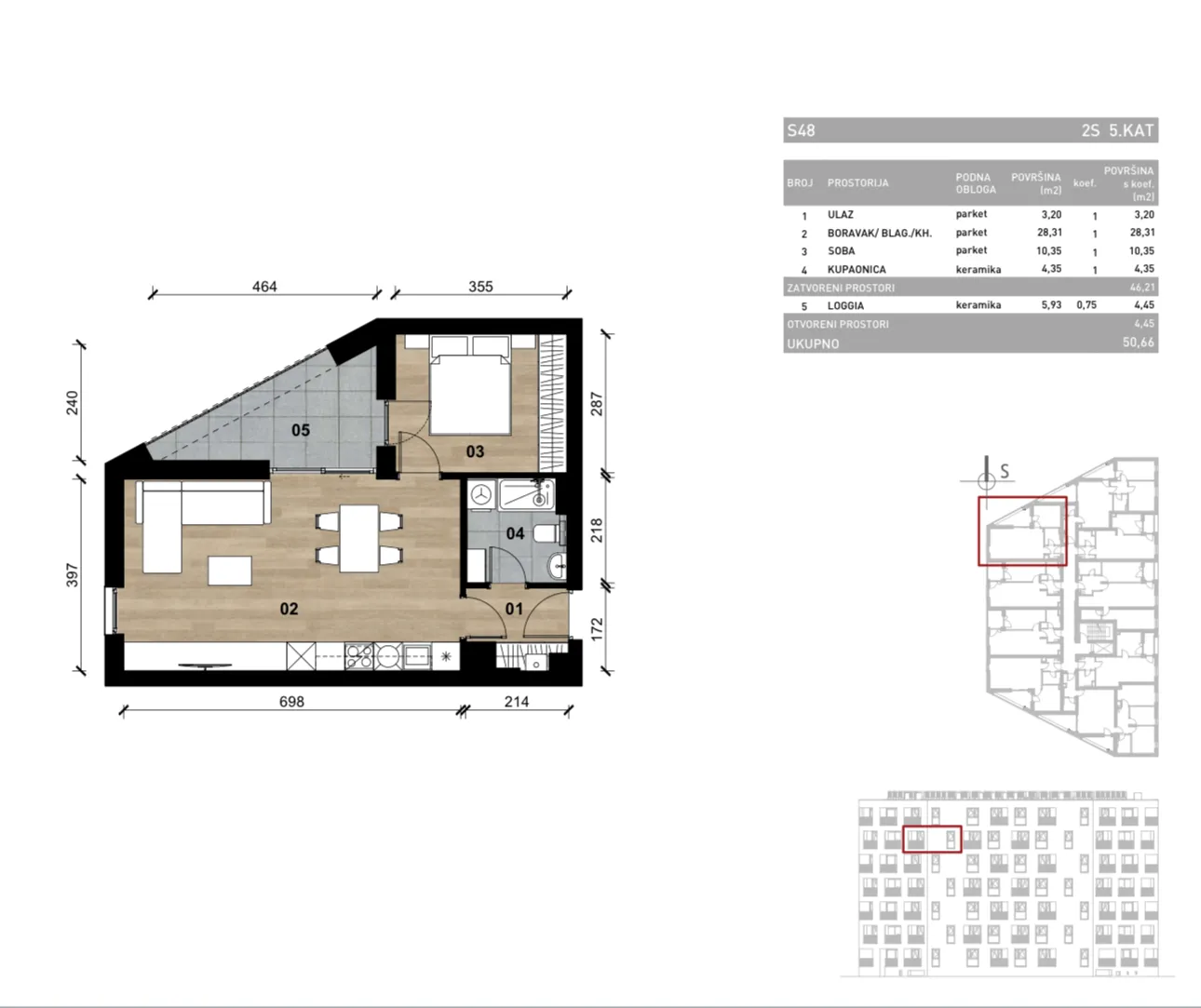 zagreb, vrapče, novogradnja, dvosoban stan na petom katu s loggiom, 51 m² - slika 4