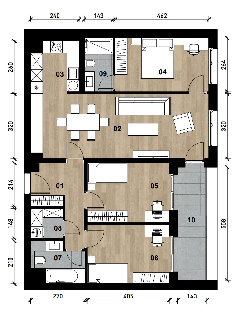 zagreb, črnomerec, vrhunska novogradnja, četverosoban apartman površine 95,57 m² - slika 14