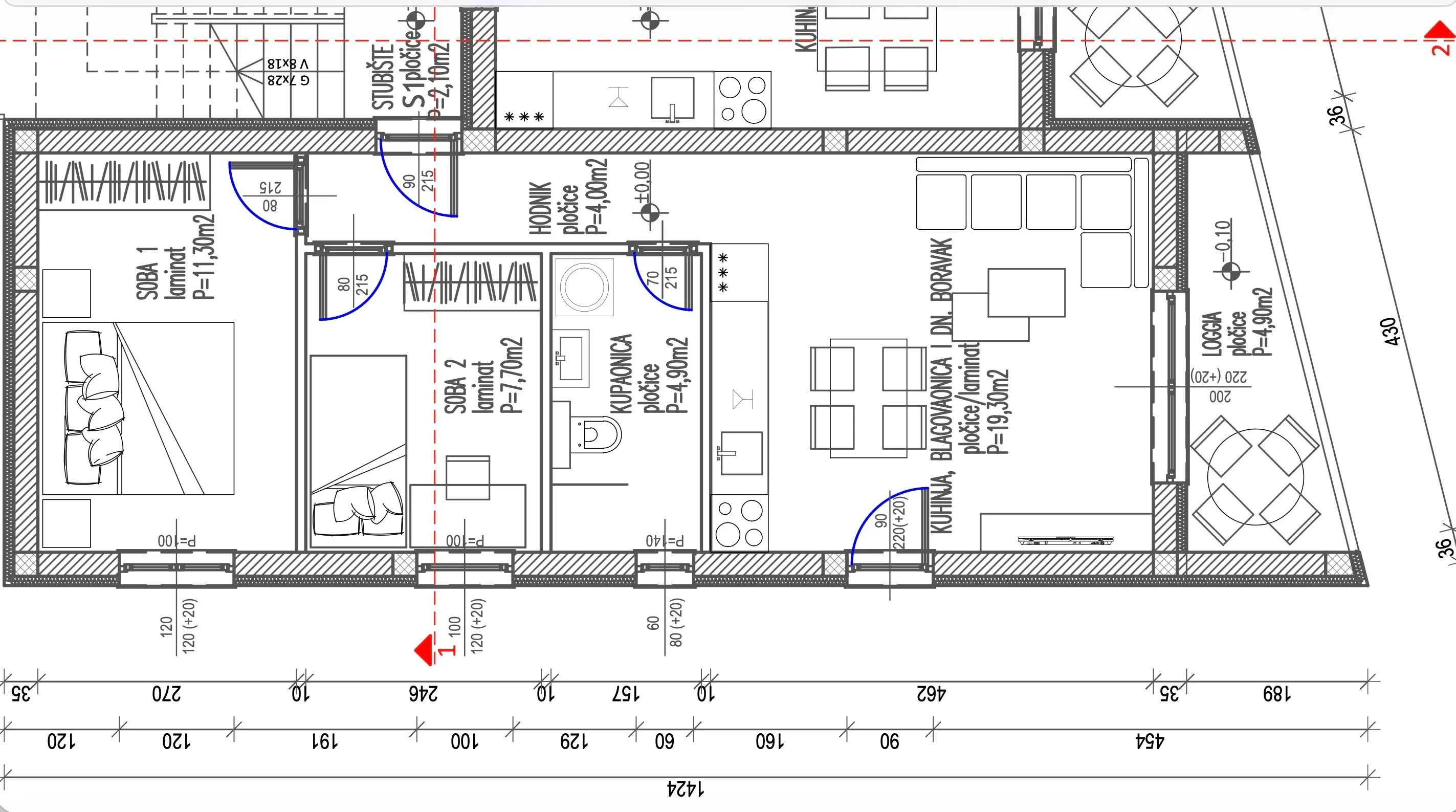 kaštel novi, dvosoban stan 52.1 m² na prizemlju s vrtom i parkirnim mjestom - slika 6