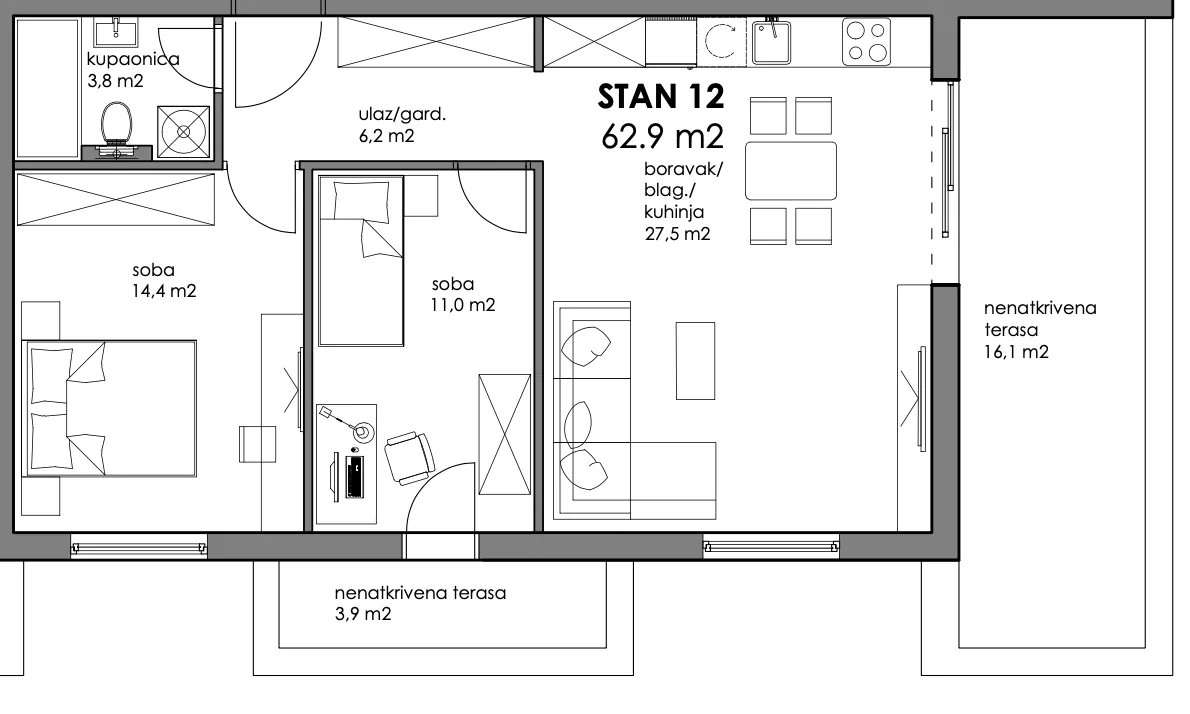 zagreb, trnava, trosoban stan u vrhunskoj novogradnji, 68 m² - slika 13